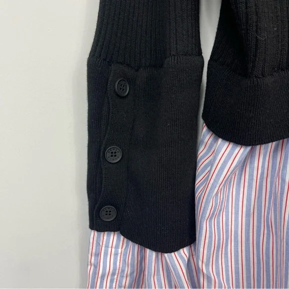 KENZO PARIS LAYERED RIBBED COTTON BLEND KNIT AND COTTON POPLIN SWEATER SHIRT XL - Picture 10 of 16